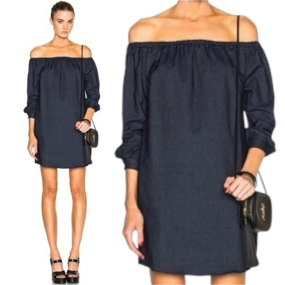 rag & bone Dresses & Skirts - Rag & Bone Blue Chambray Off the Shoulder Mini Dress‎ Size M